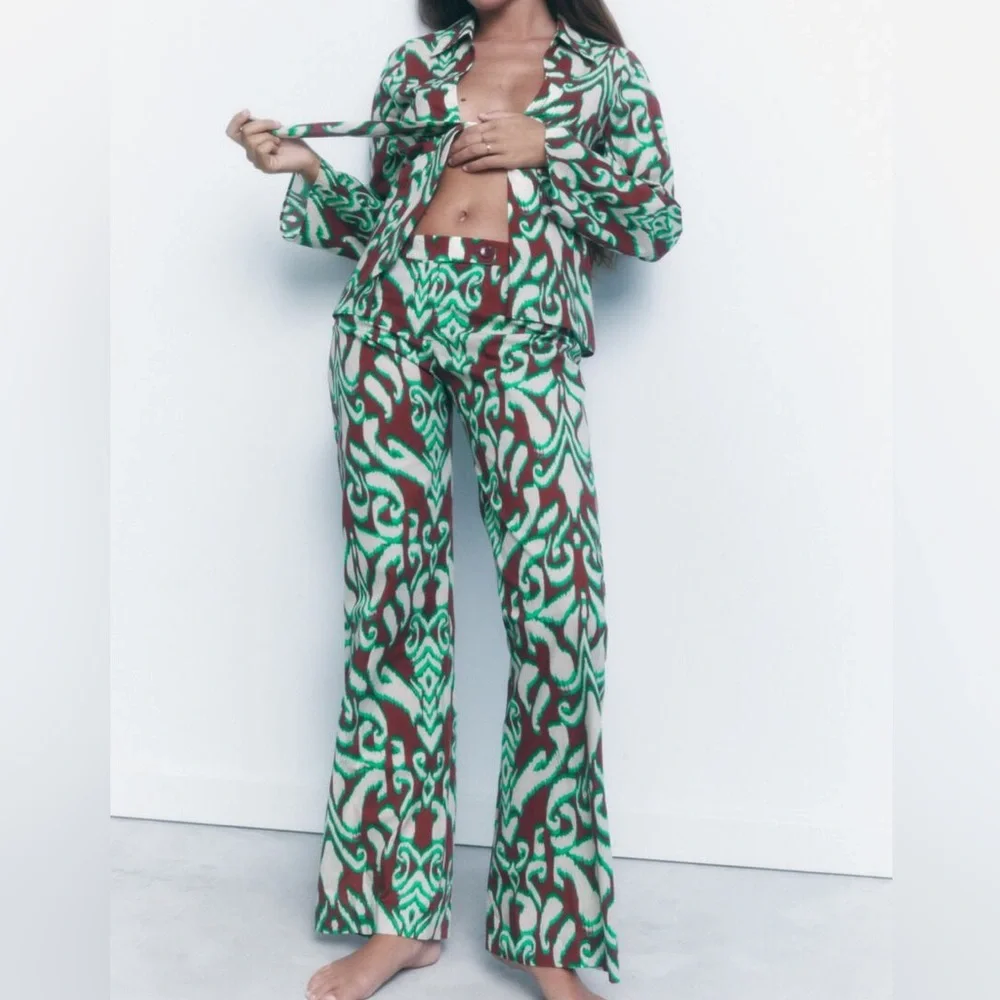 Zara Selena Tie Front Blouse & Pants Matching Set